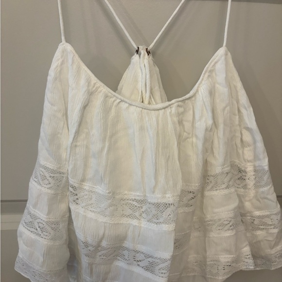 Free People white lace cropped flowy cami blouse size L - Picture 7 of 15
